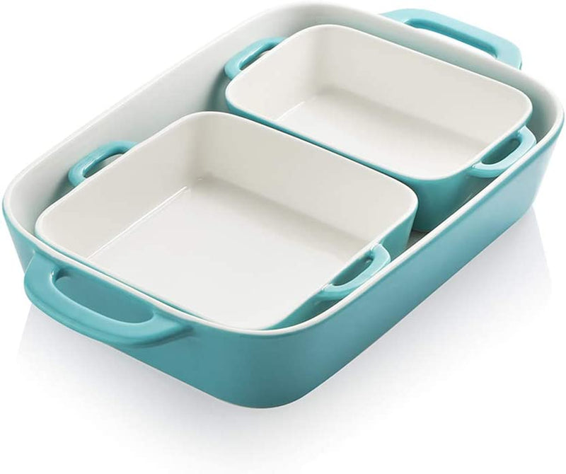 SWEEJAR Ceramic Bakeware Set, Rectangular Baking Dish for Cooking, Kitchen, Cake Dinner, Banquet and Daily Use, 12.8 X 8.9 Inches Porcelain Baking Pans (Navy) Home & Garden > Kitchen & Dining > Cookware & Bakeware SWEEJAR Turquoise  