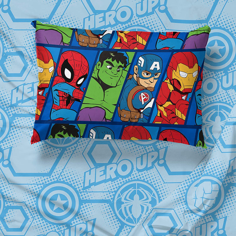 Marvel Super Hero Adventures Hero Together 4 Piece Twin Bed Set - Includes Comforter & Sheet Set Bedding Features the Avengers - Super Soft Fade Resistant Microfiber (Official Marvel Product)