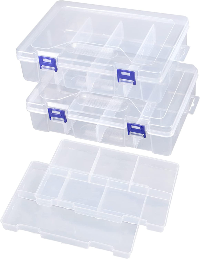 Tackle Box Fishing Tackle Boxes Organizer 2 Pack Plastic Compartment Organizer Box Clear Storage Containers with Dividers Sporting Goods > Outdoor Recreation > Fishing > Fishing Tackle Beoccudo   