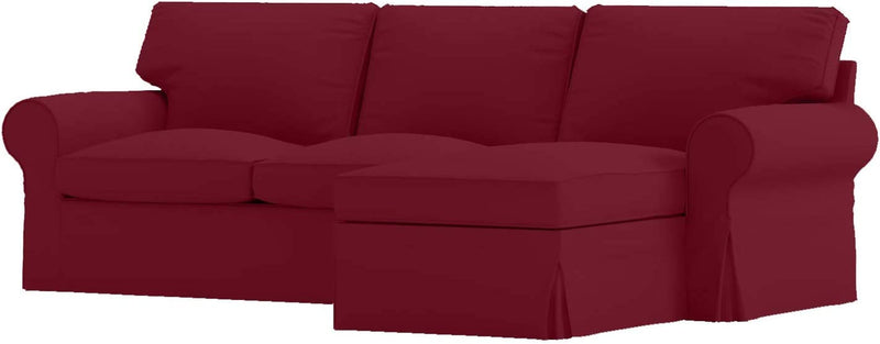 Sofa Cover Only! Dense Cotton Ektorp Loveseat ( 2 Seater) with Chaise Lounge Cover Replacement Is Made Compatible for IKEA Ektorp Sectional 3 Seat ( Three ) Sofa Slipcover. Cover Only! (Wine Red) Home & Garden > Decor > Chair & Sofa Cushions Custom Slipcover Replacement   