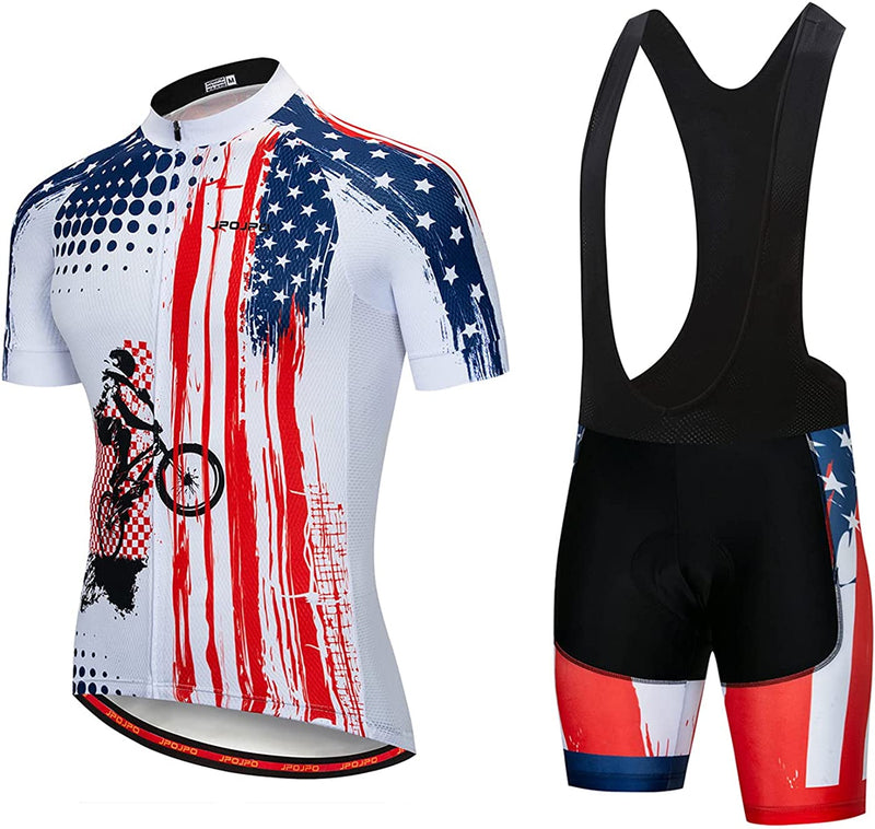 Hotlion Men'S Cycling Jersey Set Bib Shorts Summer Cycling Clothing Suit Pro Team Bike Clothes Sporting Goods > Outdoor Recreation > Cycling > Cycling Apparel & Accessories Hotlion B9jp1012 Chest For 45.7"-48"=Tag XXXL 