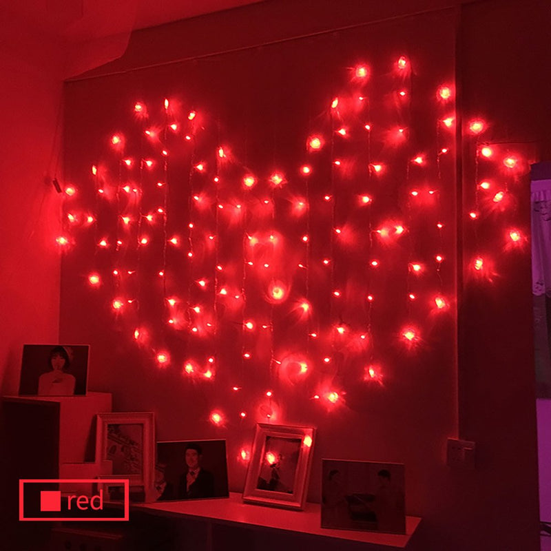 TANGNADE Valentine'S Day Ornaments 128Led Lover Heart Curtain Lights Party Wedding Outdoor Garden Decor Lamp Home & Garden > Decor > Seasonal & Holiday Decorations TANGNADE F  