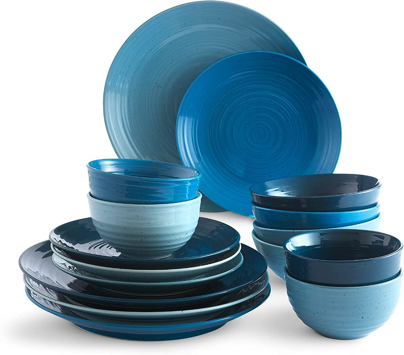 Sango Siterra Artist'S Blend 16-Piece Stoneware Dinnerware Set with round Plates and Bowls, Muticolor Home & Garden > Kitchen & Dining > Tableware > Dinnerware PTS America Ocean Casual 