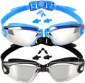 Kids Swim Goggles, Pack of 2 Swimming Goggles for Children Teens, Anti-Fog Anti-Uv Youth Swim Glasses Leak Proof for Age4-16 Sporting Goods > Outdoor Recreation > Boating & Water Sports > Swimming > Swim Goggles & Masks EverSport Mirrored Blue & Black  