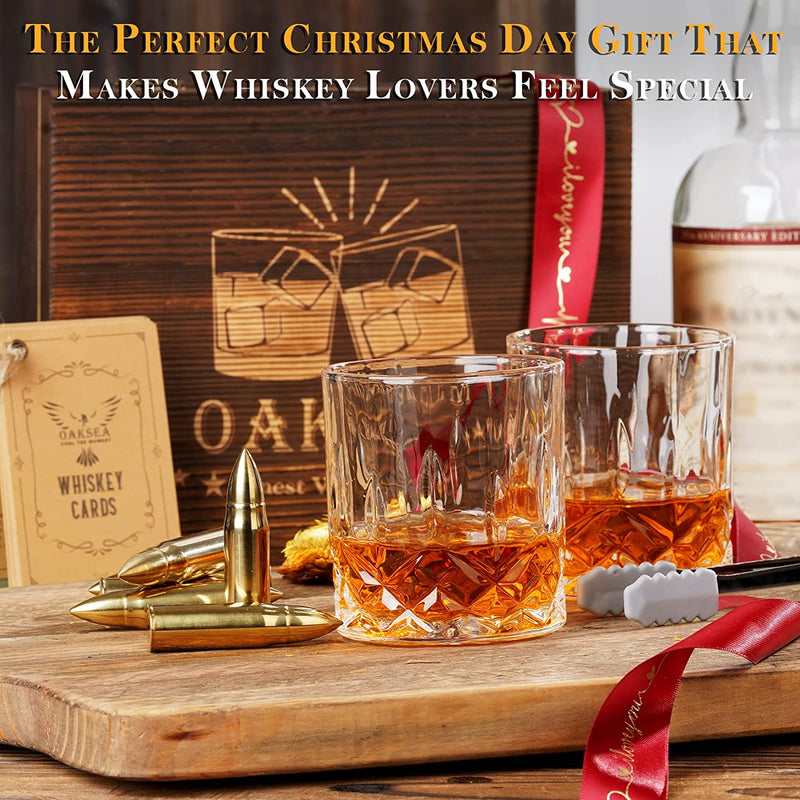 Gifts for Men Dad Husband, Christmas Stocking Stuffers Gifts, Stainless Steel Whiskey Glasses and Whiskey Stones Set Birthday for Him Boyfriend, Cool Burbon Scotch Cocktail Set Gifts Home & Garden > Kitchen & Dining > Barware Oaksea   