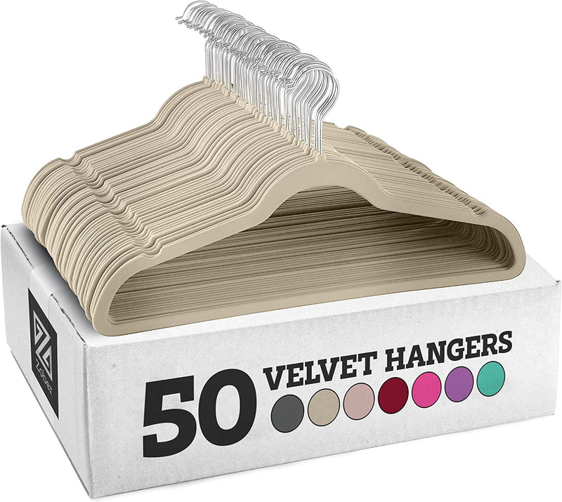 Zober Velvet Hangers 50 Pack - Black Hangers for Coats, Pants & Dress Clothes - Non Slip Clothes Hanger Set W/ 360 Degree Swivel, Holds up to 10 Lbs - Strong Felt Hangers for Clothing Sporting Goods > Outdoor Recreation > Fishing > Fishing Rods ZOBER Ivory 50 Pack 