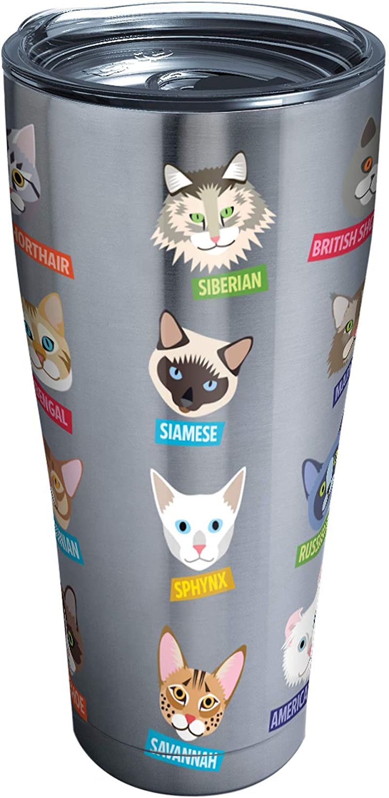 Tervis Flat Art - Cats Tumbler with Wrap and Lime Green Lid 16Oz, Clear Home & Garden > Kitchen & Dining > Tableware > Drinkware Tervis Stainless Steel 30oz 