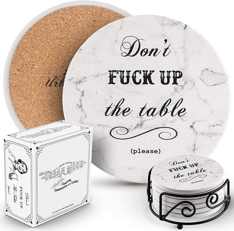 Funny Drink Coasters - Home Decor Gifts Housewarming Gift, House Decor Coasters for Coffee Table Decor, House Warming Gifts New Home Couple, Decorations for Living Room Decor New Home Gift for Home Home & Garden > Kitchen & Dining > Barware Urban Mosh   