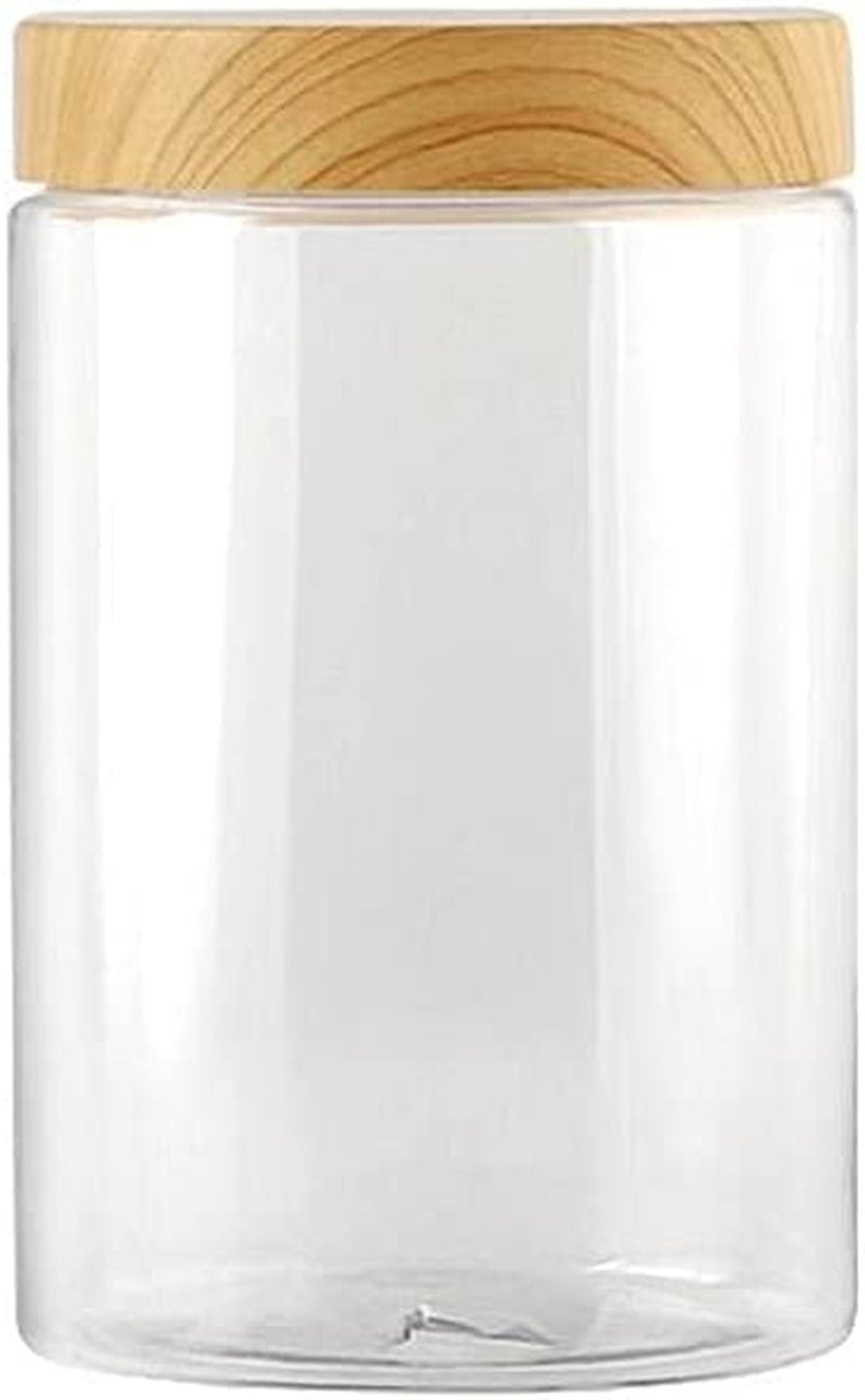 QINXI Empty Transparent Plastic Bottles with Wooden Lid Container Kitchen Food Tea Coffee Storage Bottles Jars Home & Garden > Decor > Decorative Jars QINXI (A)800ml  