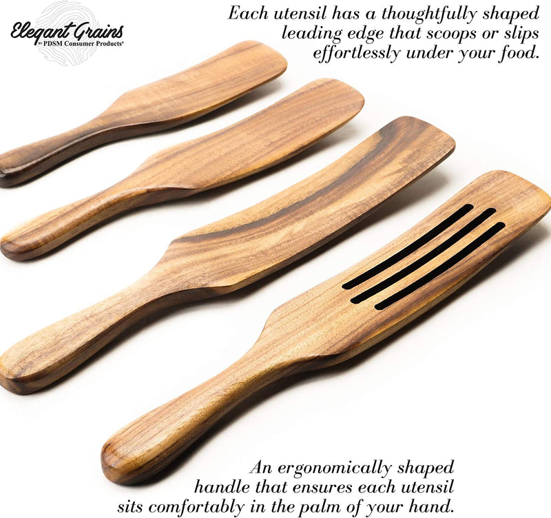 Elegant Grains by PDSM 4 Piece Teak Spurtle Set - Must Have Wooden Utensils for Cooking, These Beautiful Teak Spurtles Kitchen Tools Are the Perfect Wooden Kitchen Utensil Set. Home & Garden > Kitchen & Dining > Kitchen Tools & Utensils PDSM Consumer Products Ltd.   