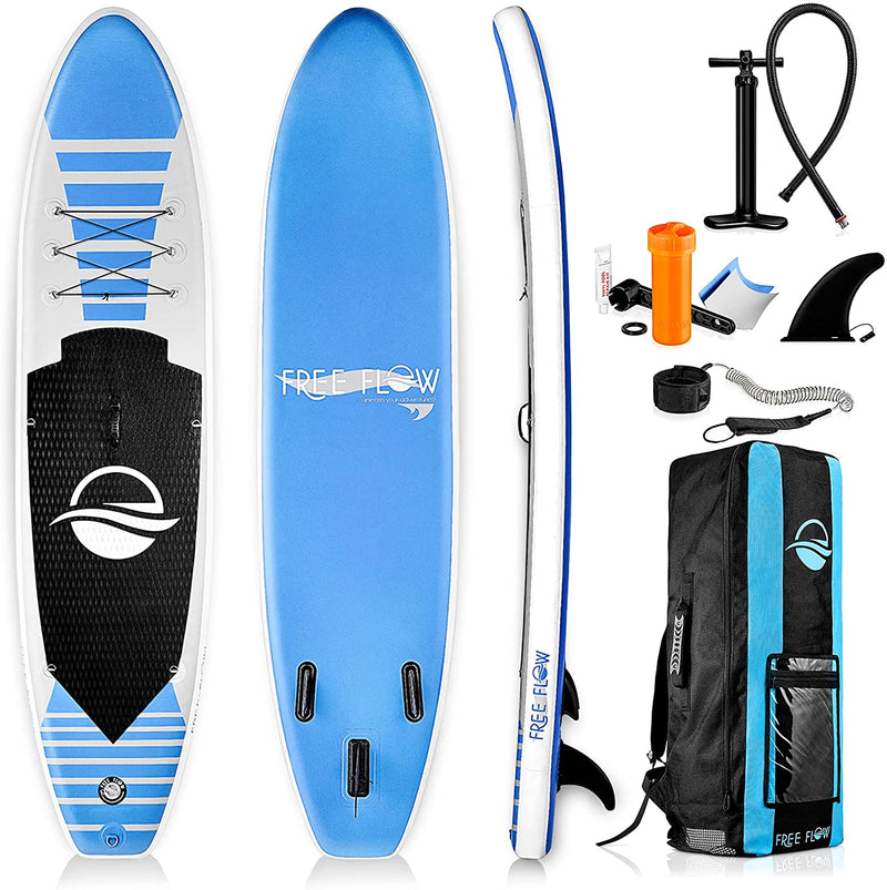 Serenelife Inflatable Stand up Paddle Board (6 Inches Thick) with Premium SUP Accessories & Carry Bag | Wide Stance, Bottom Fin for Paddling, Surf Control, Non-Slip Deck | Youth & Adult Standing Boat Sporting Goods > Outdoor Recreation > Fishing > Fishing Rods SenerelifeHome Blue Paddle Board 