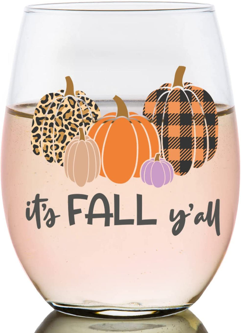 Toasted Tales Tis the Season | Fall Glass Holiday Drinking Glasses | 11 Oz Bourbon Whiskey Rock Glass | Novelty Thanksgiving Glass | Thanksgiving Gifts Home & Garden > Kitchen & Dining > Tableware > Drinkware Toasted Tales Its Fall Yall Wine Glass 