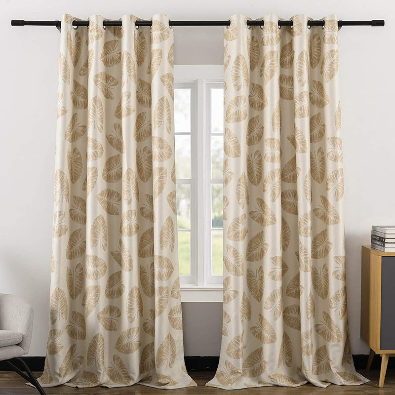 Leeva Blackout Curtains for Bedroom, Vivid Leaves Print Thermal Insulated Window Treatment Room Darkening Curtain Drapes for Living Room Studio, 2 Panels, 52X96, Green Home & Garden > Decor > Window Treatments > Curtains & Drapes Leeva A9 52x63 