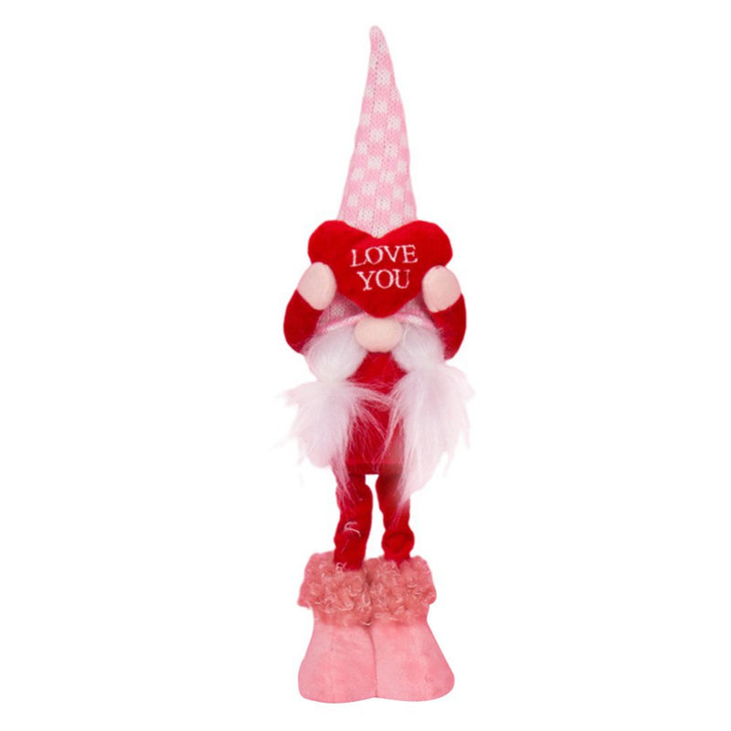 Love Faceless Gnome Handmade Table Ornament Dwarf Doll Valentine'S Present Valentine'S Day Decoration Home & Garden > Decor > Seasonal & Holiday Decorations Ardorlove 3.94*2.36*13.78" B2 