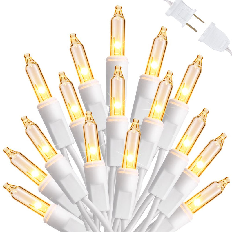 Toodour Christmas Lights, 33Ft 100 Count Incandescent Clear Christmas Lights, UL Certified Connectable White Wire Mini Bulb String Lights for Home, Party, Christmas, Xmas Tree Decorations Home & Garden > Lighting > Light Ropes & Strings Taizhou Tengyuan Decorative Lighting Co Ltd Warm White - White Wire  