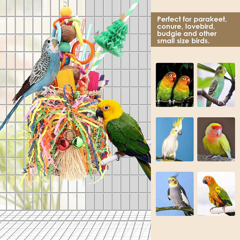 YIXUND Bird Foraging Toys, Seagrass Basket Bird Toy for Small Medium Parrot Birds (Pattern A)