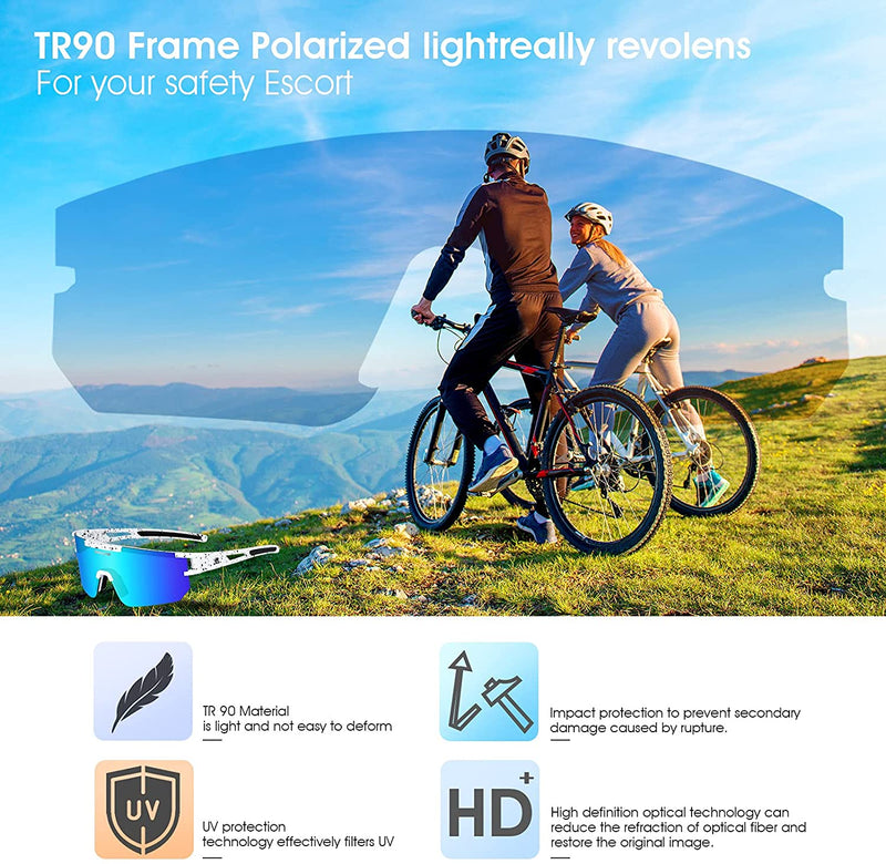 BOLLFO Cycling Sunglasses, UV 400 Eye Protection Polarized Eyewear for Men Women Sporting Goods > Outdoor Recreation > Cycling > Cycling Apparel & Accessories BOLLFO   
