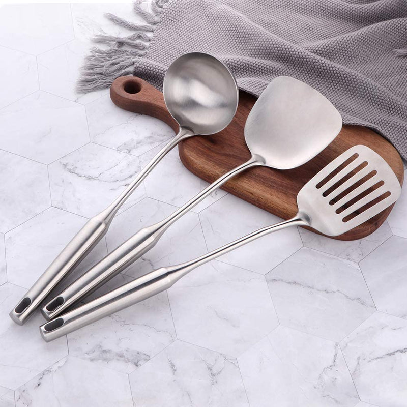 Soup Ladle & Wok Spatula & Slotted Spatula, BUY&USE 3 Pcs Stainless Steel Kitchen Utensil Set, Vacuum Ergonomic Handle Cooking Tools Home & Garden > Kitchen & Dining > Kitchen Tools & Utensils BUY&USE   