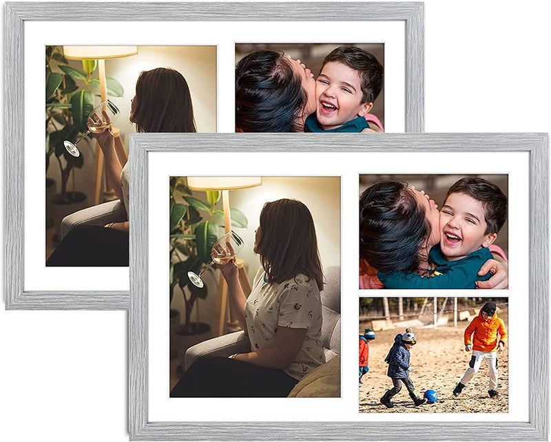 Golden State Art, 12X24 Black Wood Picture Frame - White Mat for 8X10 and 5X7 Photos - Real Glass, Sawtooth Hanger, Swivel Tabs - Wall Mounting - Great for Posters, Weddings, and Engagements Home & Garden > Decor > Picture Frames Golden State Art Grey (White Mat) 12x17 (2 Pack) 
