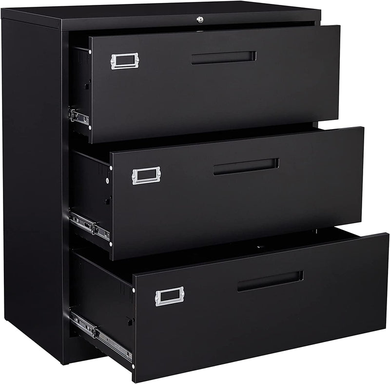 Letaya Metal Lateral File Cabinets with Lock,2 Drawer Steel Wide Filing Organization Storage Cabinets,Home Office Furniture for Hanging Files Letter/Legal/F4/A4 Size (Blcak-2 Drawer) Home & Garden > Household Supplies > Storage & Organization Letaya 3 Drawer-black  