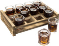 Mygift Shot Glasses Server Set Includes 12 Square Glasses and Whitewashed Wood Serving Tray Home & Garden > Kitchen & Dining > Barware MyGift Burnt Brown  