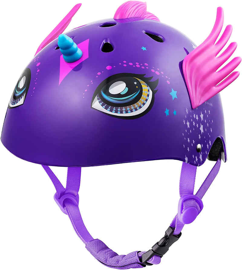 Outdoormaster Toddler Kids Bike Helmet Unicorn Bicycle Helmet for Girl Boy- Multi-Sport 2 Sizes Adjustable Safety Helmet for Children (Age 5-12), 9 Vents for Kids Skating Cycling Scooter Sporting Goods > Outdoor Recreation > Cycling > Cycling Apparel & Accessories > Bicycle Helmets OutdoorMaster Purple  