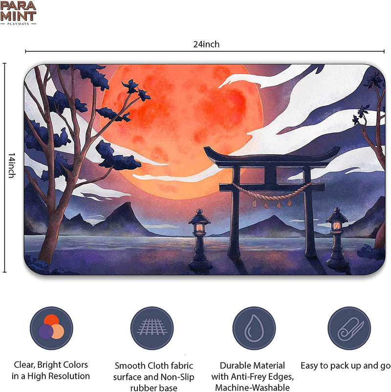 Paramint Blood Moon Torii Gate (Stitched) - MTG Playmat - Compatible for Magic the Gathering Playmat - Play MTG, Yugioh, Pokemon, TCG - Original Play Mat Art Designs & Accessories Sporting Goods > Outdoor Recreation > Winter Sports & Activities Paramint   