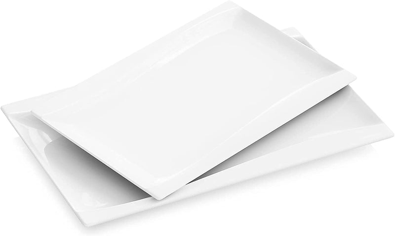 MALACASA Ivory White Serving Platters, 2-Piece Porcelain Rectangular Plates Dinnerware Set, 11-Inch and 13.25-Inch Serving Dishes for Dessert, Salad and Pasta, Series Carina Home & Garden > Kitchen & Dining > Tableware > Dinnerware MALACASA CARINA  