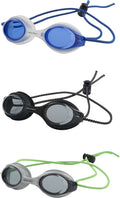 Dolfin Adult Swim Goggles - Quick Adjust Pro Strap with Anti-Fog, Anti-Leak Protection, 1 and 3 Packs Sporting Goods > Outdoor Recreation > Boating & Water Sports > Swimming > Swim Goggles & Masks Dolfin Blue/Clear, Black/Black, Silver/Green 3 Pack 