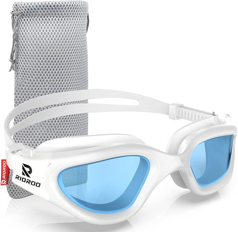 RIOROO Swim Goggles,Polarized Swimming Goggles for Men Women Adults Youth anti Fog/No Leak/Clear Wide Vision/Uv Protection Sporting Goods > Outdoor Recreation > Boating & Water Sports > Swimming > Swim Goggles & Masks RIOROO A8-polarized Mirror White/Ice Blue  