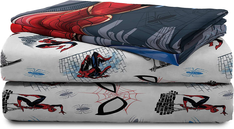 Marvel Spiderman Crawl 5 Piece Full Bed Set - Includes Reversible Comforter & Sheet Set Bedding - Super Soft Fade Resistant Microfiber - (Official Marvel Product)