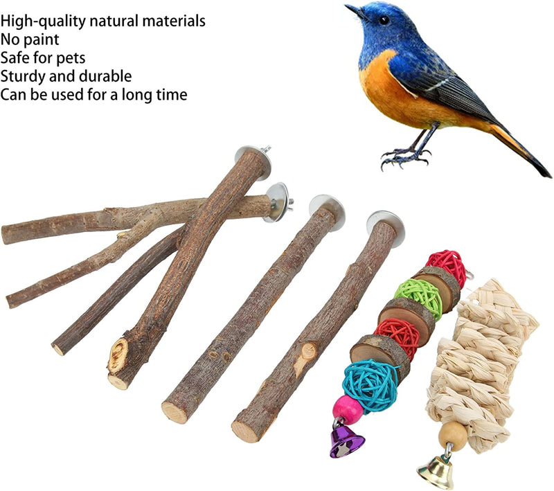 Ladieshow 6 Pcs Budgie Toys Natural Wood Bird Perch, Bird Cage Perches, Budgie Perch Stand, Budgie Cage Perches Birdcage Stands Natural Parrot Stand for Cockatiels, Parakeets, Finches(6Pcs) Animals & Pet Supplies > Pet Supplies > Bird Supplies Ladieshow   