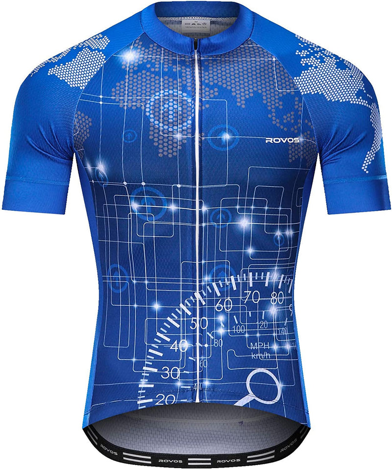 ROVOS Men'S Cycling Jersey Short Sleeve Bike Shirt Road Bicycle Biking Tops Quick-Dry Breathable Biking Shirt Cycle Clothes