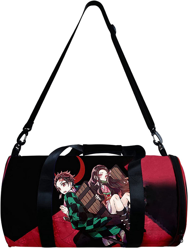 HANDAFA Anime Demon Slay Large Capacity Gym Bag Manga Kemitsu Sport Duffel Bag with Shoe Bag(Fire) Home & Garden > Household Supplies > Storage & Organization HANDAFA Sibling  