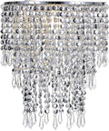 Waneway Acrylic Chandelier Shade, Ceiling Light Shade Beaded Pendant Lampshade with Crystal Beads and Chrome Frame for Bedroom, Wedding or Party Decoration, Diameter 8.7 Inches, 3 Tiers, Clear Home & Garden > Lighting > Lighting Fixtures > Chandeliers Waneway Silver  
