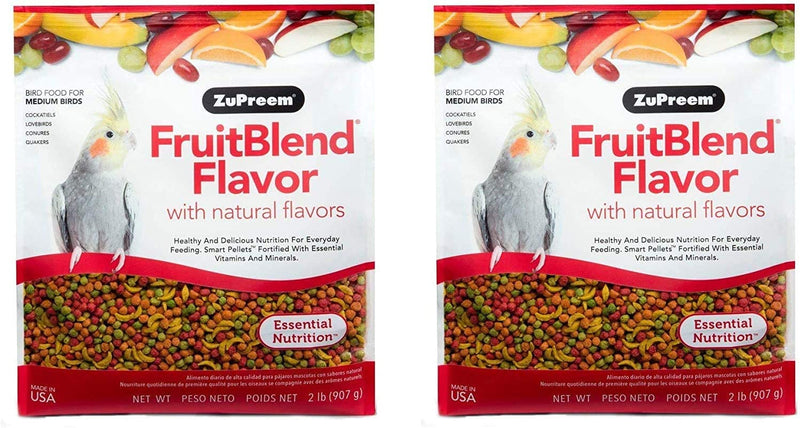 Zupreem Fruitblend Flavor Pellets Bird Food for Medium Birds, 2 Lb - Daily Blend Made in USA for Cockatiels, Quakers, Lovebirds, Small Conures Animals & Pet Supplies > Pet Supplies > Bird Supplies > Bird Food ZuPreem FruitBlend 2 Pound (Pack of 2) 
