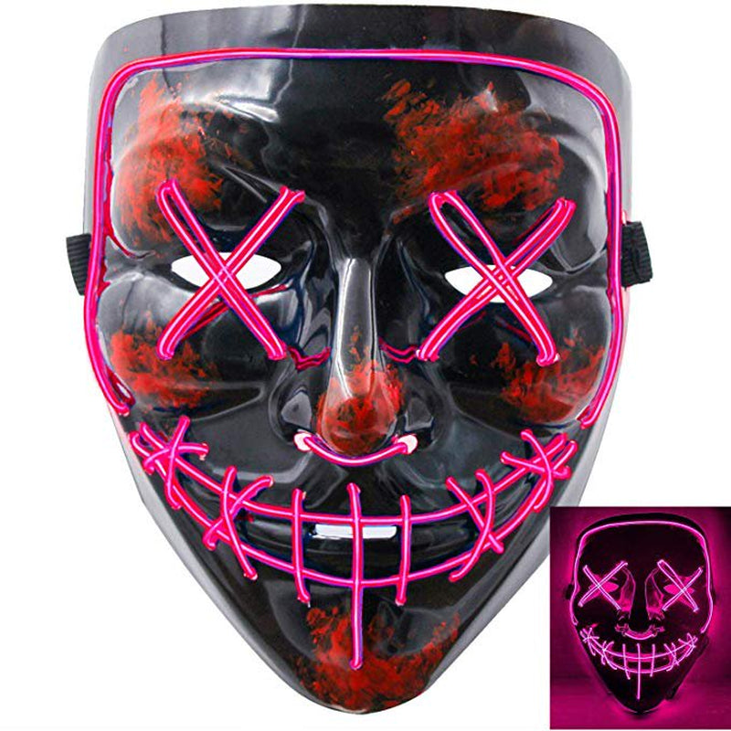 Halloween Mask Led Light up Scary Mask for Festival Cosplay Halloween Masquerade Costume Parties Black Apparel & Accessories > Costumes & Accessories > Masks KAWELL Pink  