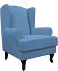 Easy-Going Stretch Wingback Chair Sofa Slipcover 2-Piece Sofa Cover Furniture Protector Couch Soft with Elastic Bottom, Spandex Jacquard Fabric Small Checks, Black Home & Garden > Decor > Chair & Sofa Cushions Easy-Going Light Blue  