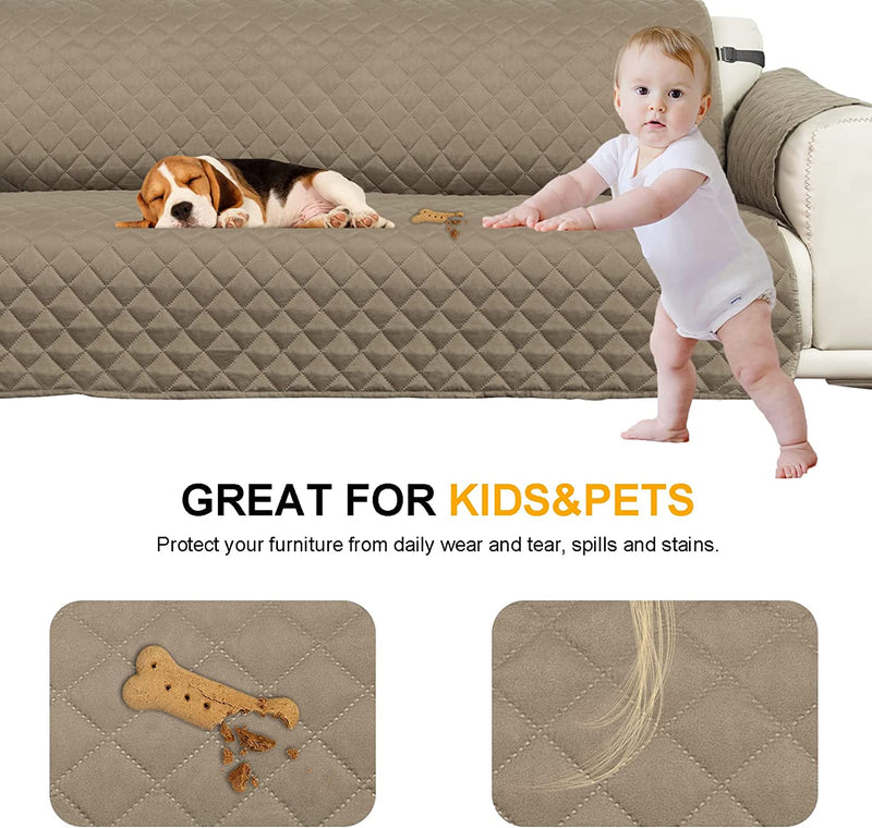 JOYELF Oversize Sofa Slipcover Reversible Sofa Cover, Water Resistant Couch Cover for Dogs Furniture Protector with Elastic Straps for Pets Kids - Brown&Beige Home & Garden > Decor > Chair & Sofa Cushions JOYELF   