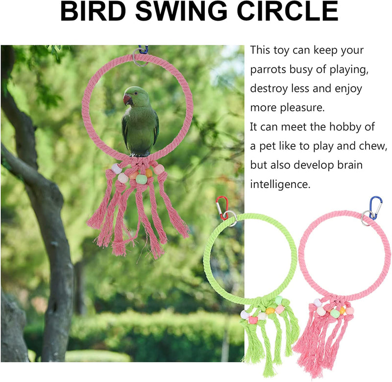 Mipcase 2Pcs Conures Perches Stand Pendant Finch Lovebirds Conure Lorikeet Swing Ladder Standing Bird Parakeet Cockatoo Biting Greys Canary Budgie Perch Rope Ring Cotton Chewing Animals & Pet Supplies > Pet Supplies > Bird Supplies Mipcase   