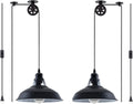 Plug in Pendant Light Industrial Pulley Pendant Lamp E26 Vintage Hanging Light Fixture with 16.4Ft Cord On/Off Switch for Pool Table,Houseplant Grow Lights,Kitchen Island,Sink 2 Pack Black Home & Garden > Lighting > Lighting Fixtures Lovefindahome Black  