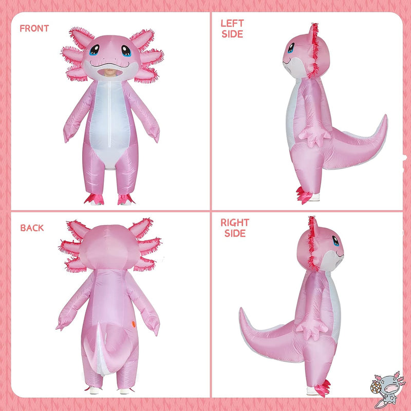 Stegosaurus Inflatable Costume Adult Axolotl Costumes Deluxe Halloween Air Blow-Up Costume Pink Axolotl Costumes for Women Men Cosplay Party
