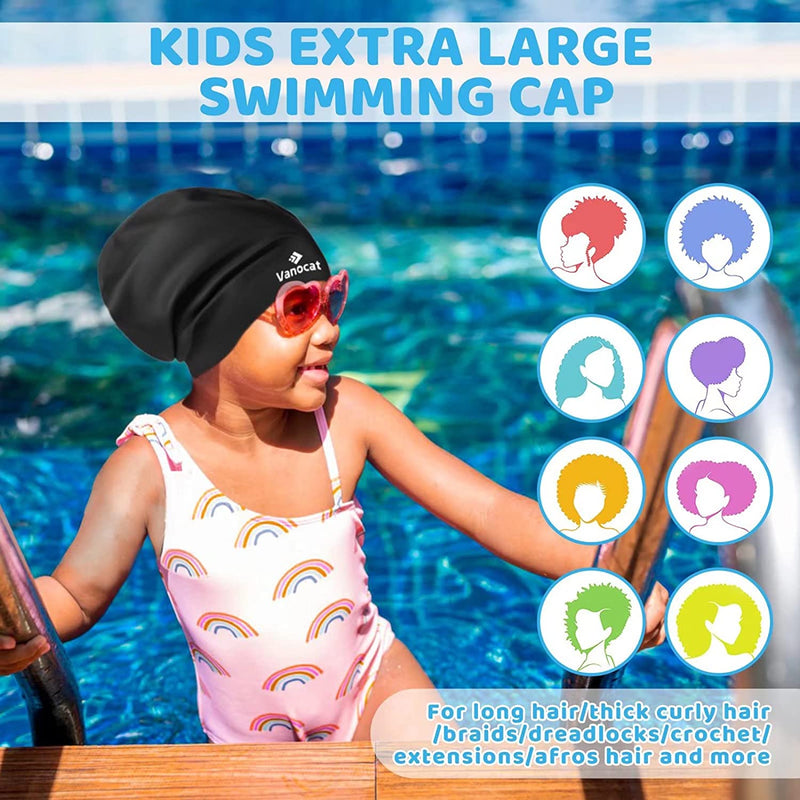 Kids Extra Large Swim Cap for Long Hair, Waterproof Silicone Swimming Caps for Boys Girls Children Youth Teen, Large Swim Hat for Long Thick Curly Hair & Dreadlocks Braids Weaves Afro Hair Sporting Goods > Outdoor Recreation > Boating & Water Sports > Swimming > Swim Caps Huizhou Born Sporting Goods Co.,Ltd.   