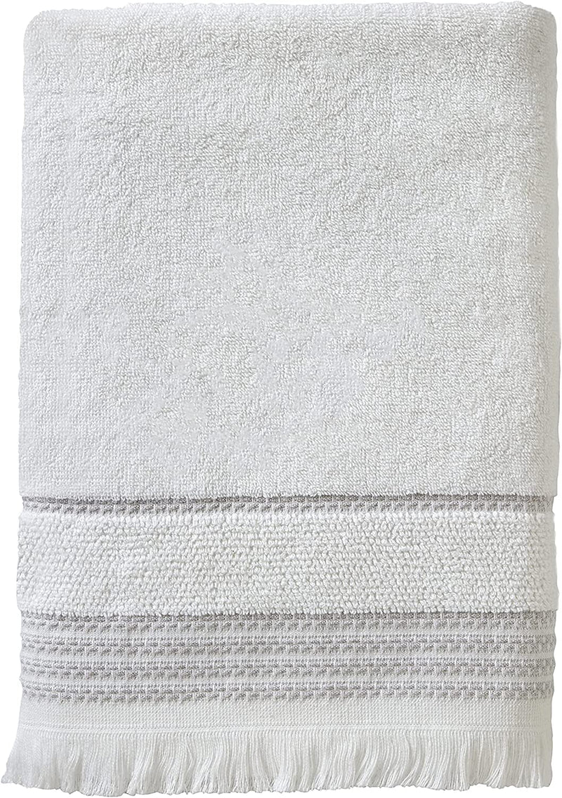 SKL Home Casual Fringe Bath Towel Set, White Home & Garden > Linens & Bedding > Towels Saturday Knight Ltd. Bath Towel, White  