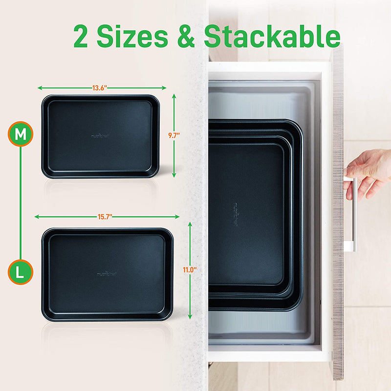 Nutrichef Non-Stick Cookie Sheet Baking Pans - 2-Pc. Professional Quality Kitchen Cooking Non-Stick Bake Trays, Blue Diamond, One Size (NC2TRBU.5) Home & Garden > Kitchen & Dining > Cookware & Bakeware NutriChef   