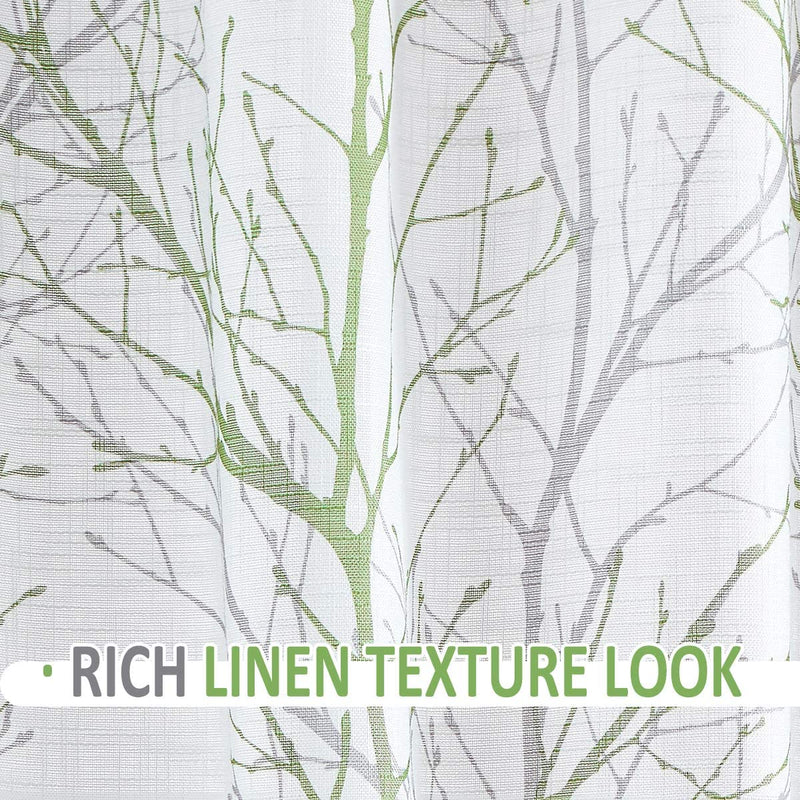 FMFUNCTEX Extra-Wide Patio Door Curtain 100 Inches Width by 96Inch Length Tree Print Not See through Linen Textured Semi Sheer Curtain Green-Gray Branch Sliding Door Panel 1 Pc 8Ft Home & Garden > Decor > Window Treatments > Curtains & Drapes Fmfunctex   