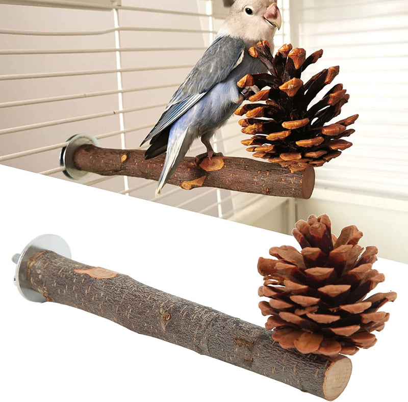 Jeanoko Natural Wooden Bird Stand Pole, Bite Resistant Cage Accessories Easy to Grasp Bird Stand Perch with Pine Cone for Conures for Cockatiels(S) Animals & Pet Supplies > Pet Supplies > Bird Supplies Jeanoko   