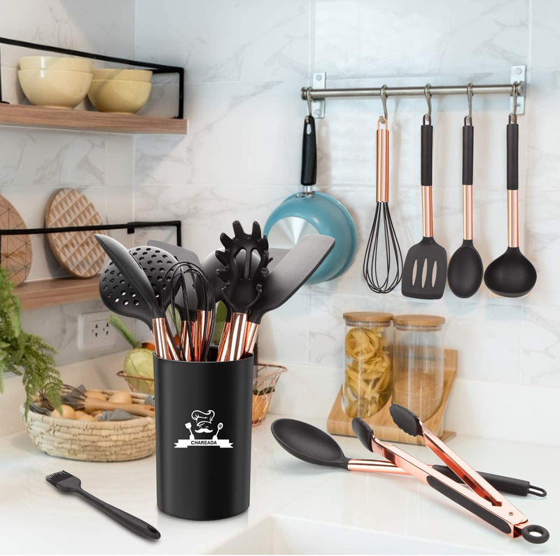 Silicone Cooking Utensil Set, 14Pcs Kitchen Utensils Set Non-Stick Heat Resistant Cookware Copper Stainless Steel Handle Cooking Tools Turner Tongs Spatula Spoon - BPA Free, Non Toxic Home & Garden > Kitchen & Dining > Kitchen Tools & Utensils CHAREADA   