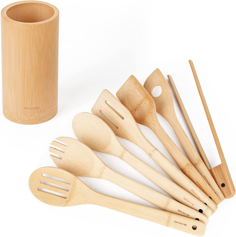 Naturoom Kitchen Utensils Set of 8 PCS, 12Inches Bamboo Wooden Cooking Spoon & Spatula Tools Perfect for Non-Stick Cookware (Bamboo 12Inches) Home & Garden > Kitchen & Dining > Kitchen Tools & Utensils Naturoom   