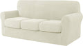 Ouka Slipcover with 3-Piece Separate Cushion Cover, High Stretch Couch Cover, Soft Protector for Sofa with Separate Cushions(Large,Ivory White) Home & Garden > Decor > Chair & Sofa Cushions Ouka Ivory White Large 